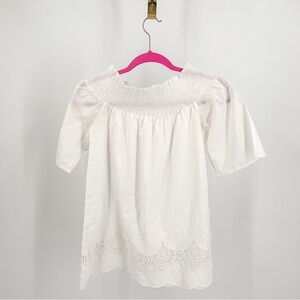 Elegant White Blouse with Smocked Details
